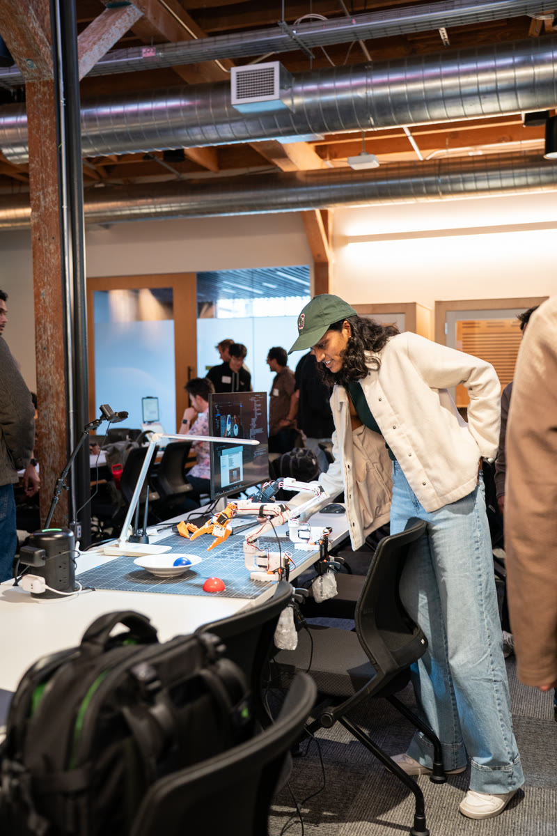 Builders at an event workspace